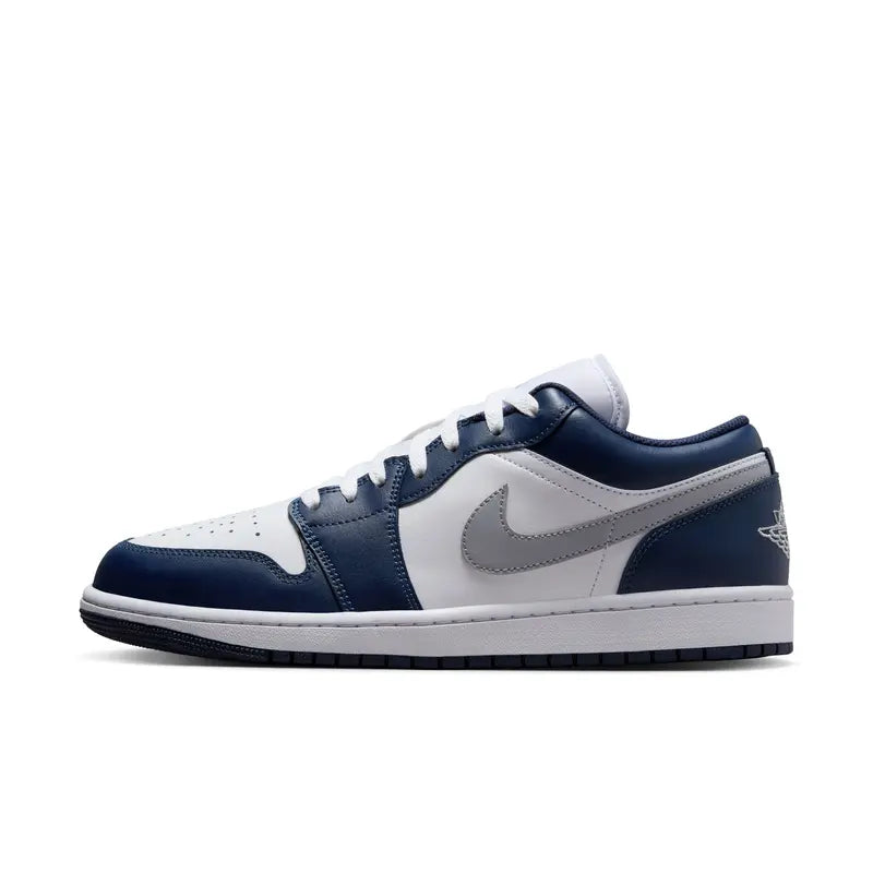 Nike Air Jordan 1 Low Wolf Grey Midnight Navy 553558-141 Men'S Fashion Sneaker New