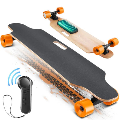 CAROMA Electric Skateboard, Multiple Adjustable Speeds, 12.4MPH Top Speed, 350W Brushless Motor Electric Longboard with Remote, 8-Mile Max Range for Adults and Teens