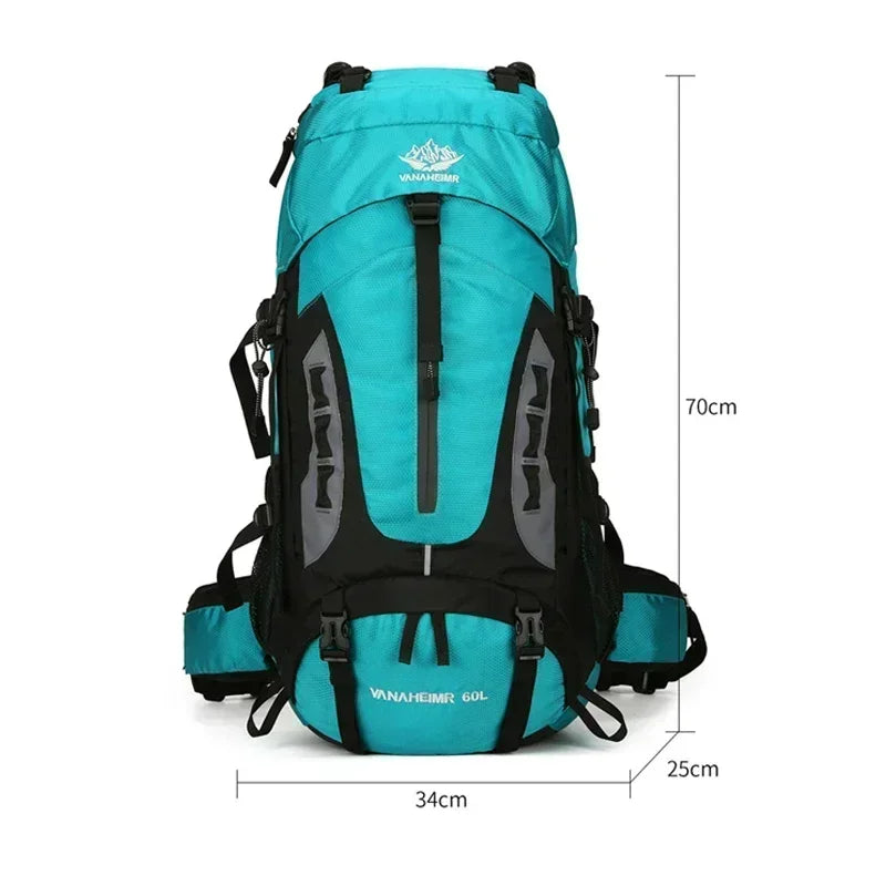 60L Camping Backpack Men'S Travel Bag Climbing Rucksack Large Hiking Storage Pack Outdoor Mountaineering Sports Shoulder Bags