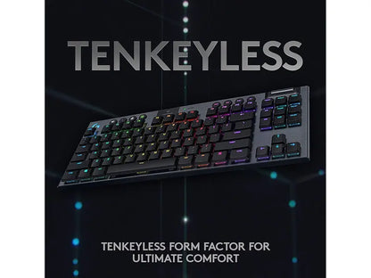 Logitech G915 TKL Tenkeyless Lightspeed Wireless RGB Mechanical Gaming Keyboard, Low Profile Switch Options, LIGHTSYNC RGB, Advanced Wireless and Bluetooth Support - Linear , Black