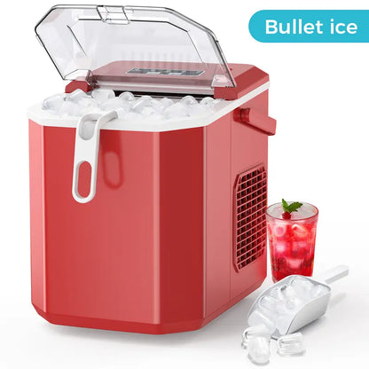 COWSAR Bullet Ice Maker Countertop, Staninless Steel or ABS Plastic, with Self-Cleaning, 26.5Lbs/24Hrs, 6 Mins/9 Pcs Bullet Ice, Portable Ice Maker for Kitchen/Home/Office/Party/Rv