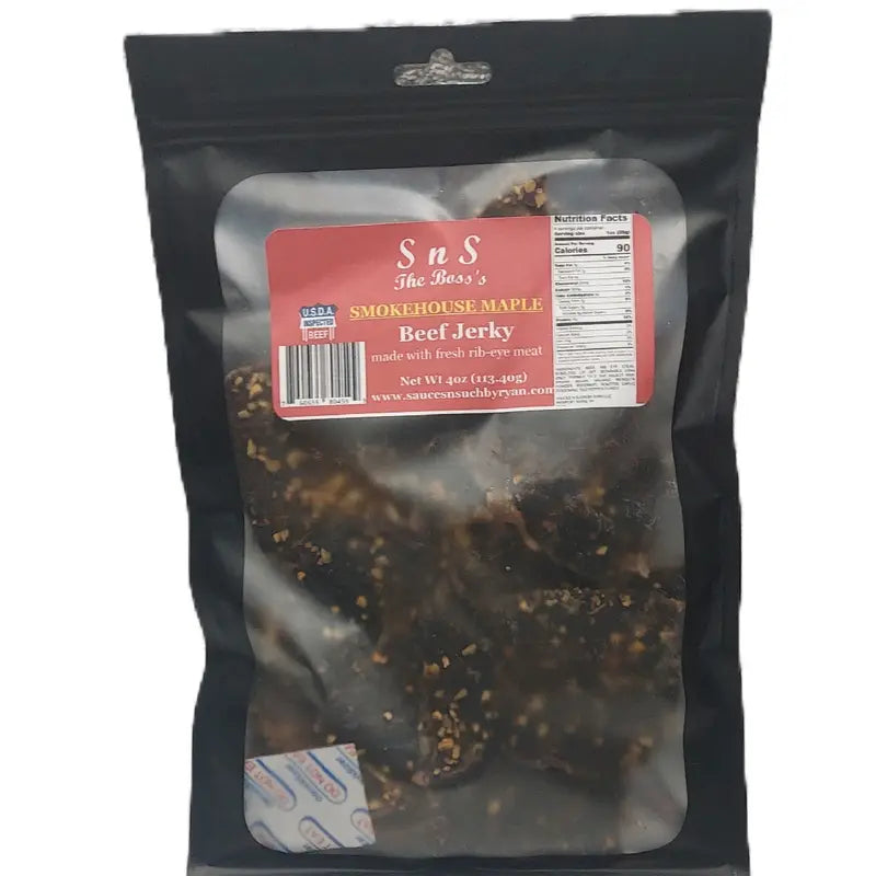 Smokehouse Maple Beef Jerky. NATURALLY FLAVORED: Features a Mix of Hickory Smoke, Brown Sugar, Orange Peel and Maple for Familiar Flavors