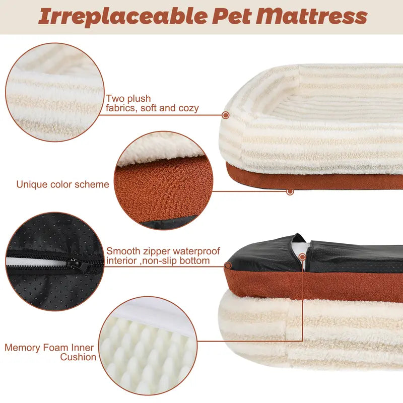 Dog Bed Orthopedic Memory Foam Pet Bed with Removable Washable Cover for Small Medium Large Dogs Cats