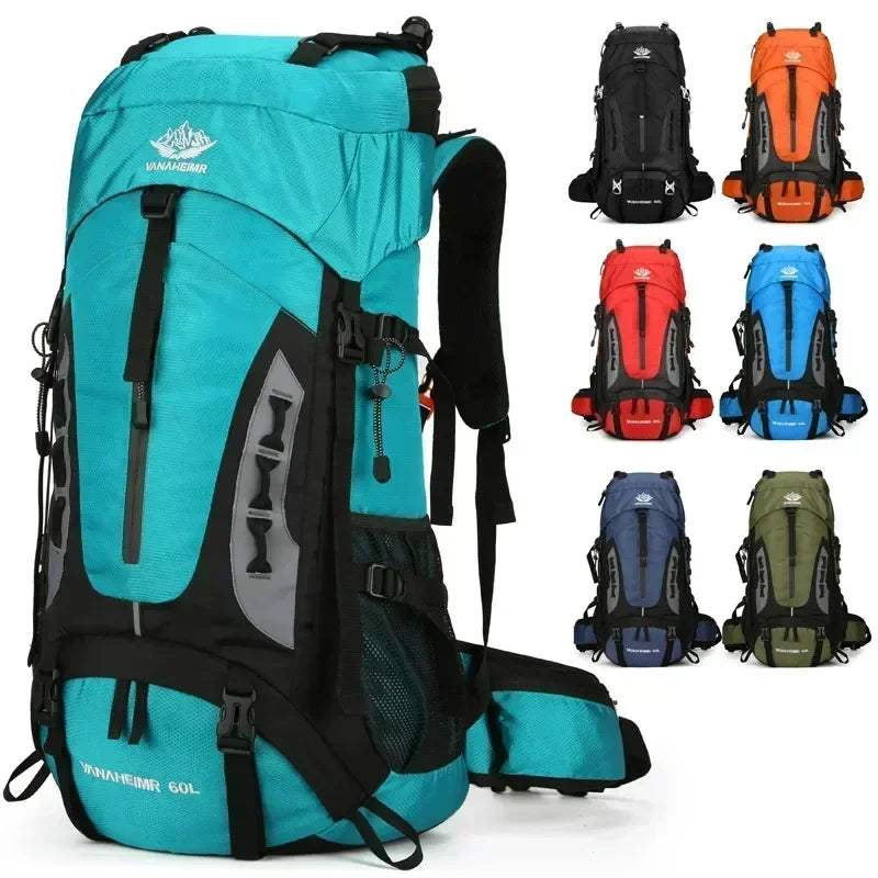 60L Camping Backpack Men'S Travel Bag Climbing Rucksack Large Hiking Storage Pack Outdoor Mountaineering Sports Shoulder Bags