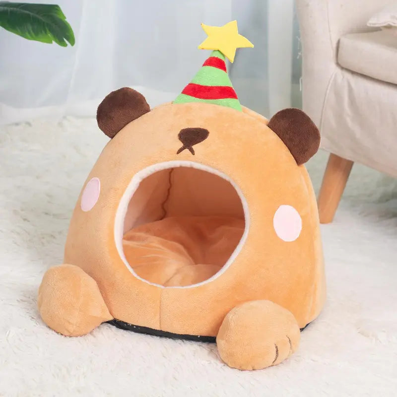 Cartoon Bear Design Pet Bed (1 Piece), Cute & Cozy Pet Nest for Small & Medium Cat & Dog, Pet Supplies for All Seasons