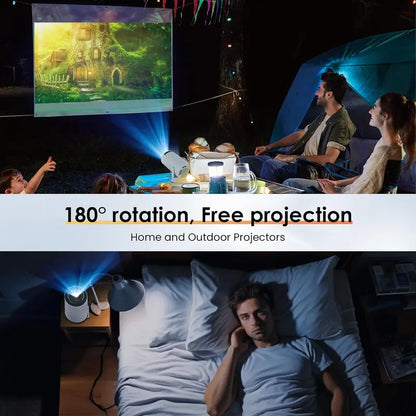 8K Portable Projector with Wifi and Bluetooth, 180° Rotation & Auto Keystone, Full HD 720P Supported,Portable Outdoor Movie Projector, Compatible with USB HDMI Phone, Tablet, Laptop