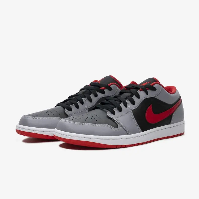 Nike Air Jordan 1 Low Black Light Smoke Grey Gym Red 553558-060 Men'S Fashion Sneaker New