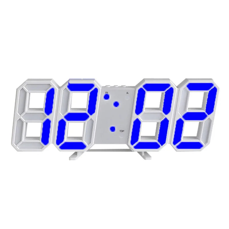 Digital Wall Clock 3D LED Date Time Celsius Nightlight Display Table Desktop Clocks Alarm Clock for Living Room Home Decoration