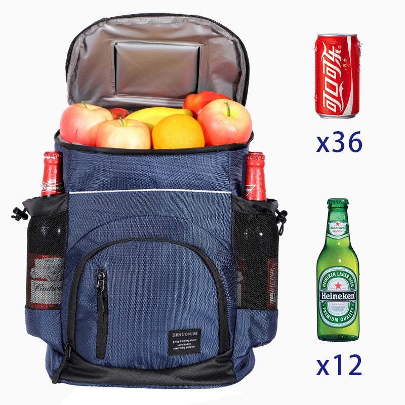 33L Cooler Bag Soft Large 36 Cans Thermal Backpack Insulated Bag Travel Beach Beer Leak-Proof Food Storage Bag