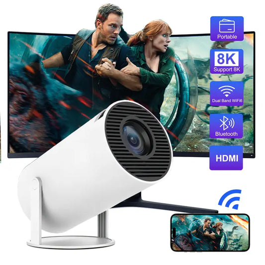 8K Portable Projector with Wifi and Bluetooth, 180° Rotation & Auto Keystone, Full HD 720P Supported,Portable Outdoor Movie Projector, Compatible with USB HDMI Phone, Tablet, Laptop