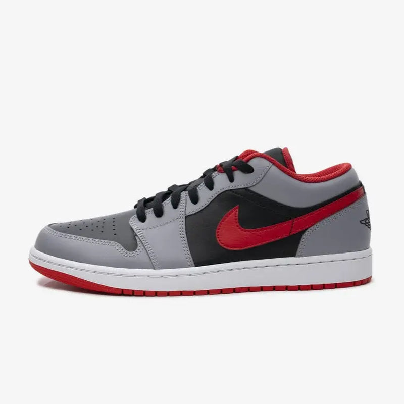 Nike Air Jordan 1 Low Black Light Smoke Grey Gym Red 553558-060 Men'S Fashion Sneaker New