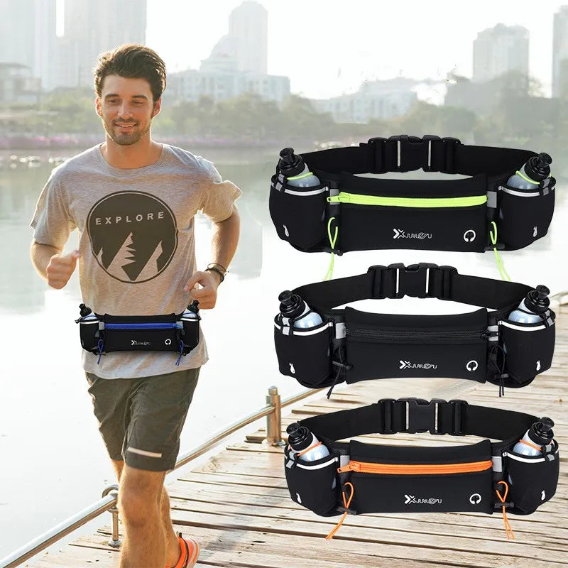 Running Waist Bag Marathon Running Bag Men Women Outdoor Riding Fitness with Water Bottle Waterproof Phone Sport Belt Waist Bags