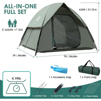 2-3 Person Camping Tent, Tents for Camping with Removable Rainfly, Family Dome Easy Set up Tent, Lightweight Tent for Camping