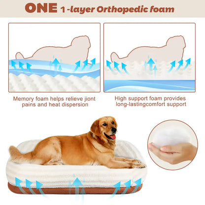 Dog Bed Orthopedic Memory Foam Pet Bed with Removable Washable Cover for Small Medium Large Dogs Cats