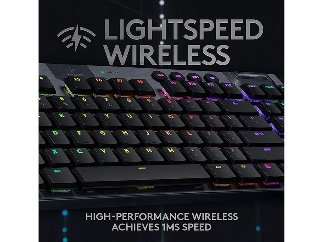 Logitech G915 TKL Tenkeyless Lightspeed Wireless RGB Mechanical Gaming Keyboard, Low Profile Switch Options, LIGHTSYNC RGB, Advanced Wireless and Bluetooth Support - Linear , Black