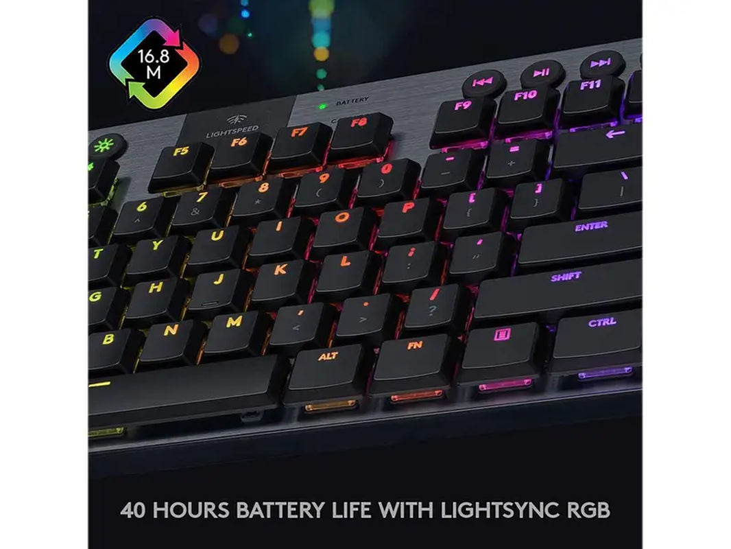 Logitech G915 TKL Tenkeyless Lightspeed Wireless RGB Mechanical Gaming Keyboard, Low Profile Switch Options, LIGHTSYNC RGB, Advanced Wireless and Bluetooth Support - Linear , Black