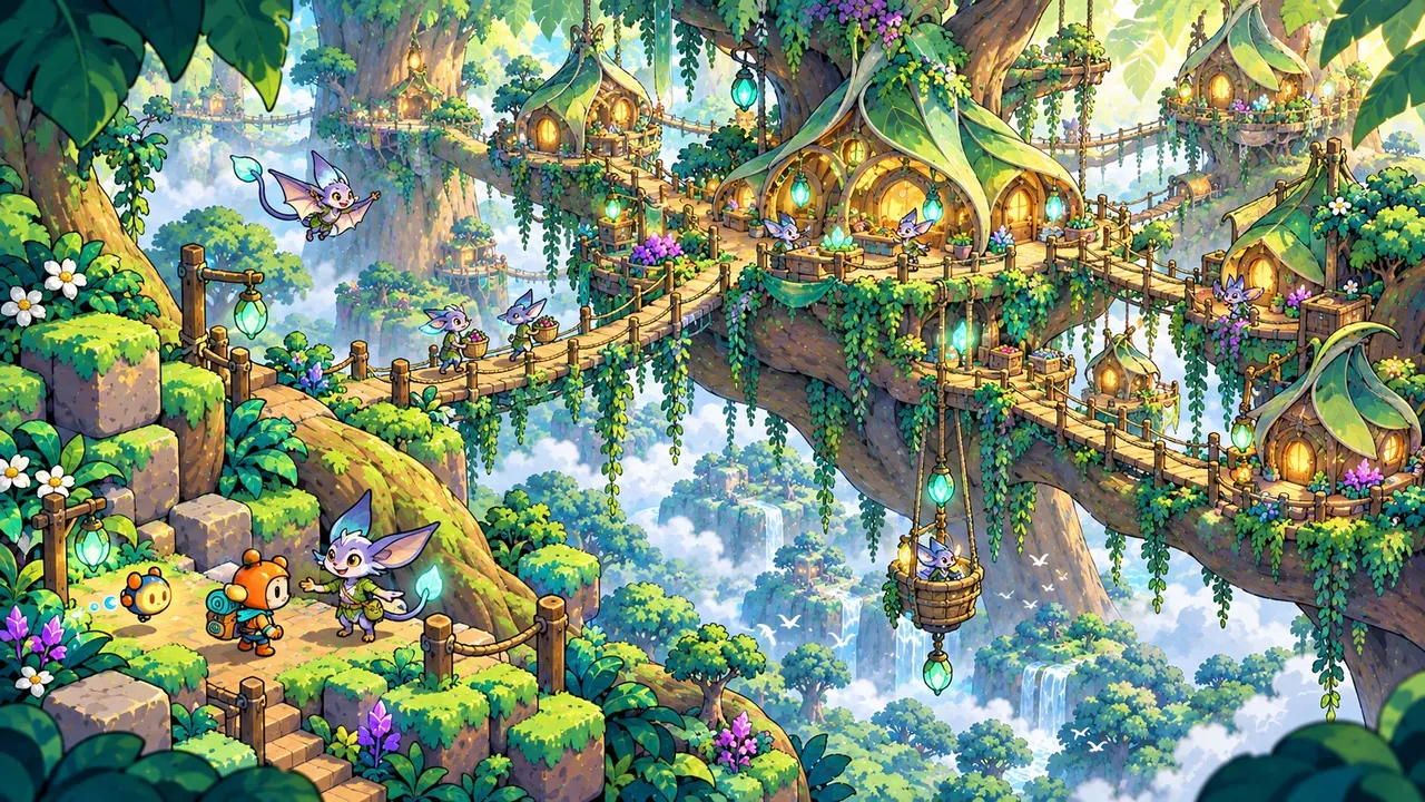 Rootcrown, the treetop city of the Veyu